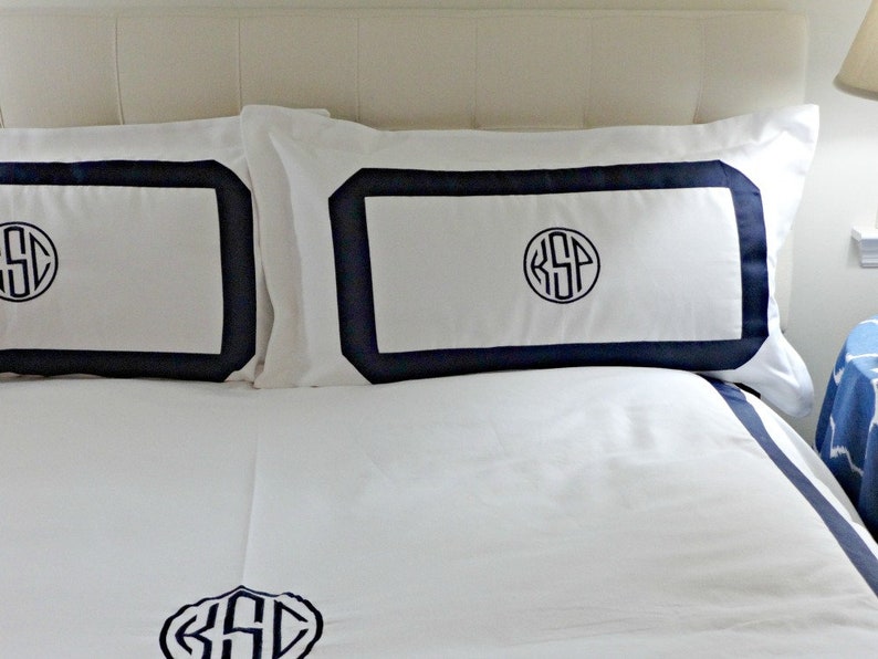 Standard Queen King Pillow Sham Monogrammed With Ribbon/ Etsy