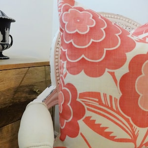 Linen Pillow Cover/ Richloom Havana Coral 20 22x22 24x24 Pillow Cover/ Designer Pillow/ Toss Accent Throw Pillow