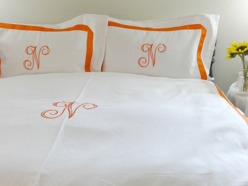 Standard Queen King Pillow Sham Monogrammed With Ribbon/ Etsy