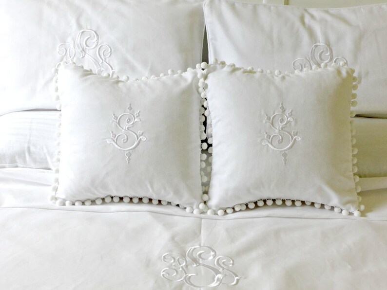 Pillow Shams Piped with Monogram/ White Welting Bed Pillow/ Etsy