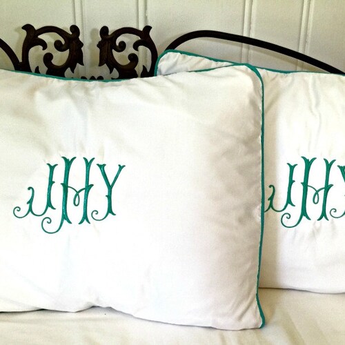 Pillow Shams Piped With Monogram/ Welting Personalized Pillow/ Etsy