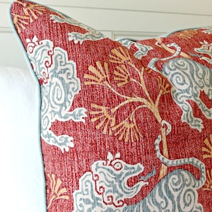 Funda de almohada de lino P Kaufmann Lion Dance Rouge/ 18x18 20x20 22x22 24x24 Funda de almohada/ Almohada de diseño/ Cojín decorativo decorativo