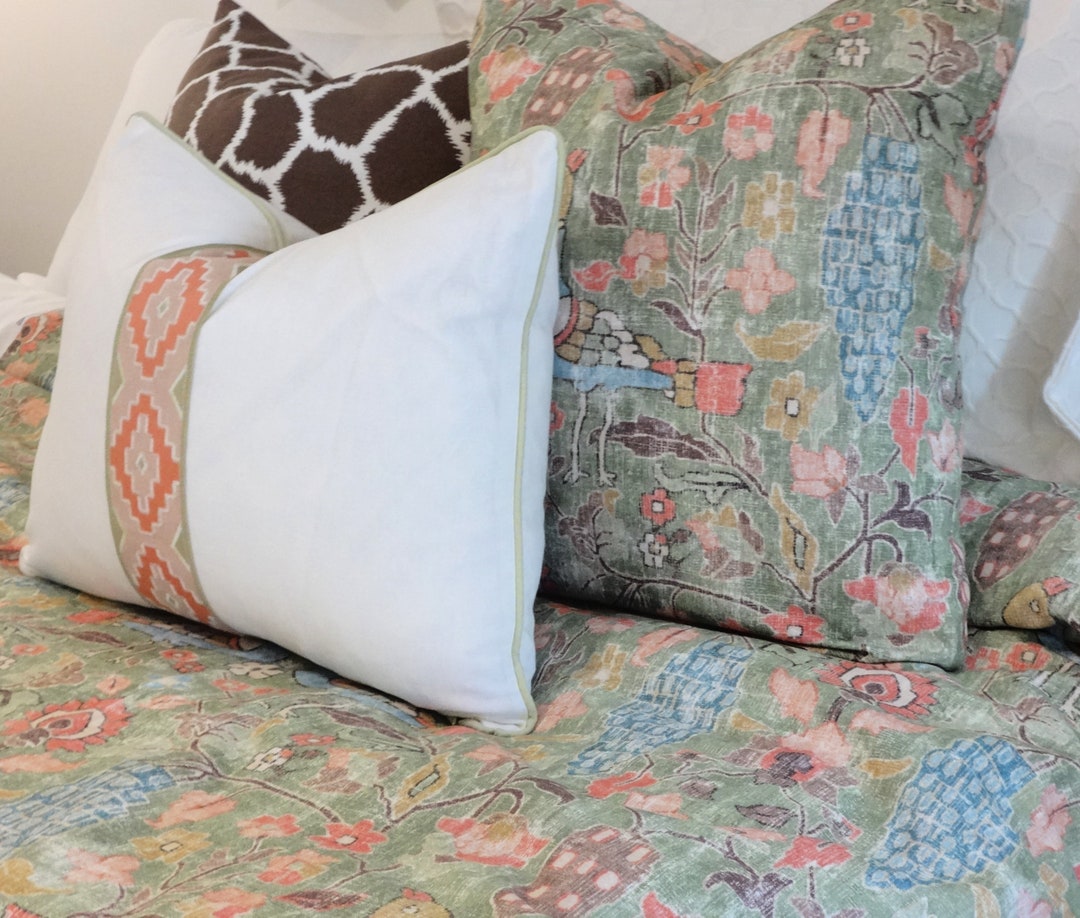 Queen King Duvet Cover P Kaufmann Locando Duck Celery/ Linen Duvet