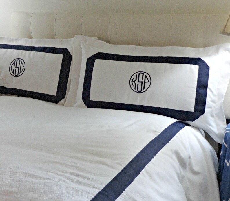 Standard Queen King Pillow Sham Monogrammed With Ribbon/ Etsy