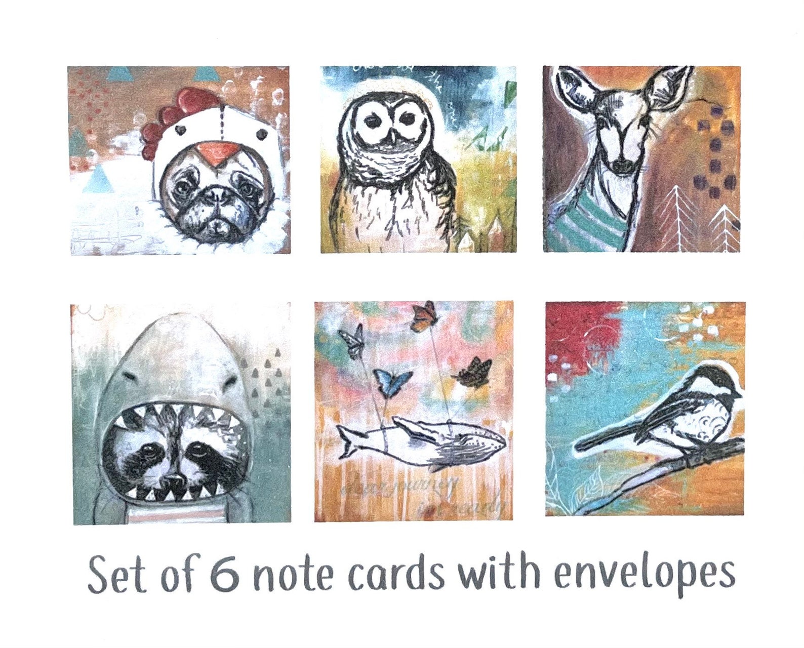 Mini note cards 3 inch square note cards blank set of 6 Etsy
