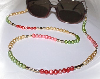 Glasses chain, colorful glasses chain, glasses chain made of freshwater pearls, handmade