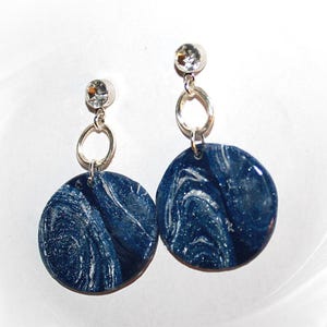 Noble, earrings, midnight blue earrings with silver and zirconia, handmade earrings, blue hanging earrings,