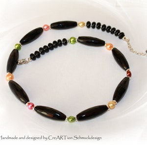Necklace, gemstone necklaces, onyx necklace, onyx necklace, real pearls, onyx gemstone necklace, Mother's Day gift