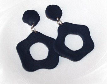 Drop earrings, hypoallergenic earrings, polymer clay earrings, blue earrings, nickel-free earrings