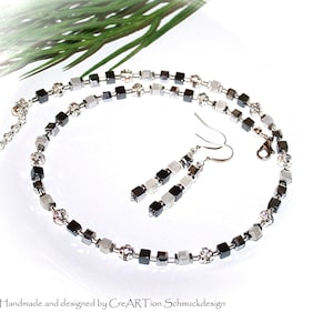 Necklace, gemstone necklaces, hematite necklace, hematite necklace, cube necklace