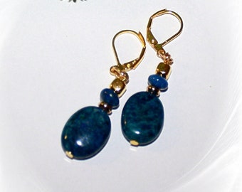 Hanging earrings, earrings lapis lazuli, earrings lapis lazuli gold,