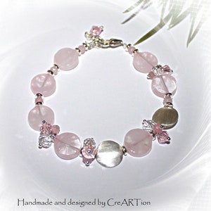 Bracelet, rose quartz, silver, bangle, gemstone bracelet, rose quartz bracelet