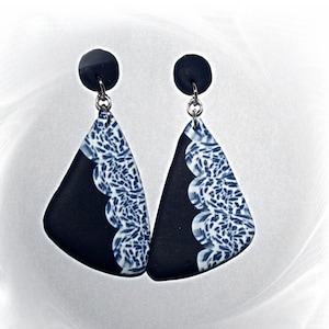 Earrings, polymer clay earrings, polymer clay earrings, dangling earrings, statement earrings, blue earrings