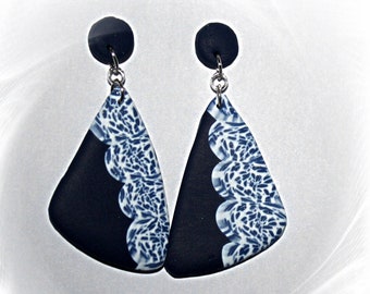 Earrings, polymer clay earrings, polymer clay earrings, drop earrings, statement earrings, blue earrings