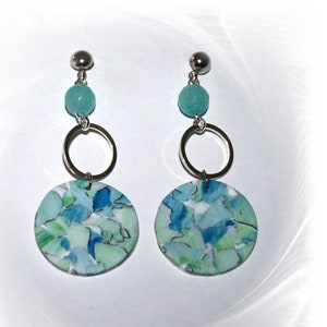 Polymer clay earrings, drop earrings, statement earrings, turquoise earrings, boho