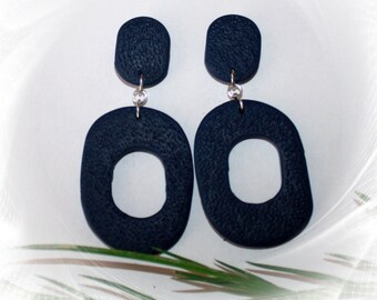 Statement oorbellen, oorbellen met hanger, oorbellen van polymeerklei, blauwe oorbellen, nikkelvrije oorbellen