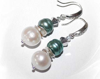 Earrings, pearl earrings, real pearl earrings, pearl drop earrings, silver