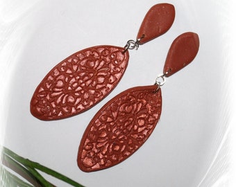 Earrings "Orient", hanging earrings, polymer ART, earrings terra, hanging earrings orange