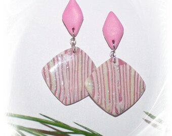 Earrings, hanging earrings, polymer clay earrings, hanging earrings, stainless steel earrings, pastel, pink green