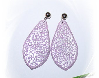 Hanging earrings, pastel earrings, lilac earrings, polymer clay handmade