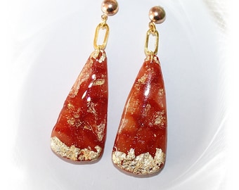 Noble earrings, earrings terra, hanging earrings orange, earrings polymer ART