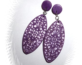 Hanging earrings "Orient", earrings boho, earrings polymer ART, handmade, earrings purple silver,