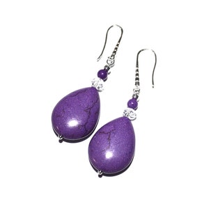 Earrings, trend color 2024, hanging earrings purple, earrings howlite purple, handmade in Germany