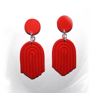 Earrings, statement earrings, red drop earrings, boho, polymer clay earrings,