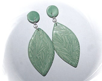 Unique earrings, dangle earrings, polymer ART, earrings may green, green earrings