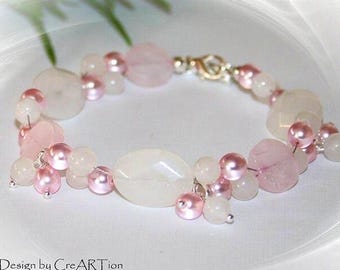 Bracelet, rose quartz, gemstone bracelet, rose quartz, rose quartz bracelet