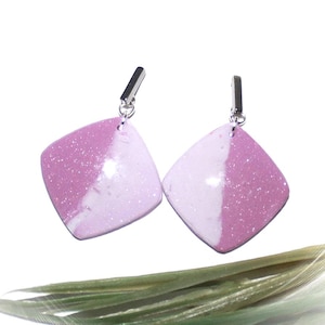 Earrings, stud earrings, stud earrings made of stainless steel and polymer clay, statement earrings, hanging stud earrings, pastel, rosè