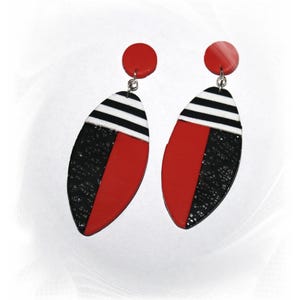 Chic drop earrings, black/red earrings, long earrings, Fimo earrings, drop earrings, statement earrings, Handmade in Germany