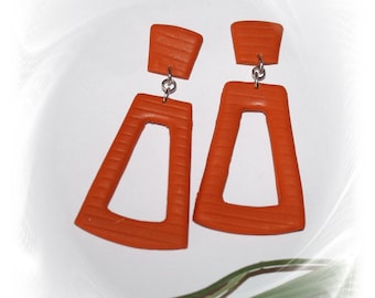 Earrings, dangle earrings, statement earrings, polymer clay, stud earrings, orange earrings