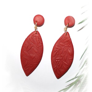 Drop earrings, statement earrings, red earrings, polymer clay earrings,