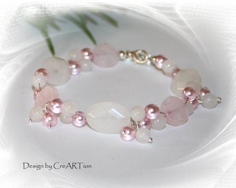 Bracelet, rose quartz, gemstone bracelet, rose quartz