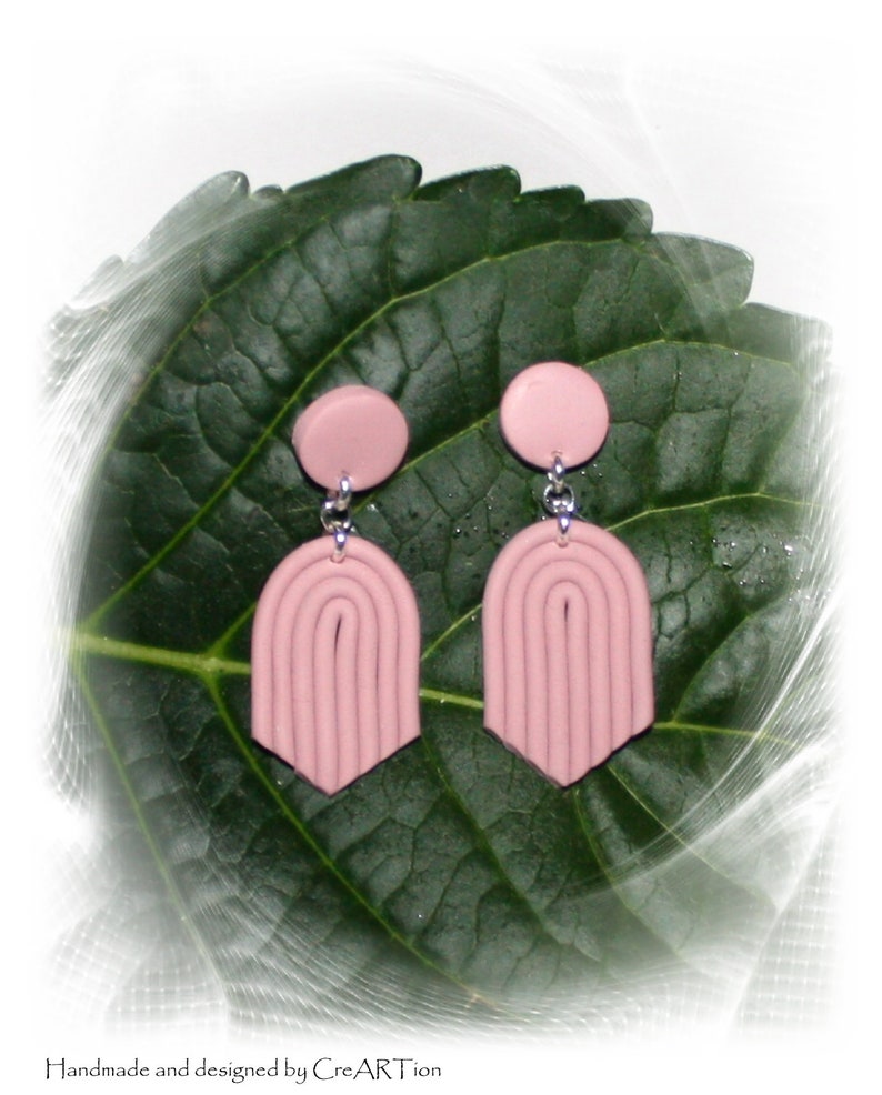 Earrings, Color selection Dangle earrings, geometric earrings, polymer clay earrings, statement earrings image 7