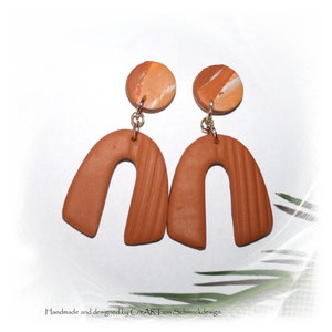 Hanging earrings, Cernit, statement earrings, terracotta gold earrings, hanging earrings,