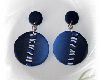 Polymer clay earrings, anti-allergic earrings, hypoallergenic earrings, dangle stud earrings, nickel-free stud earrings