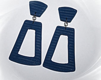 Hangende oorbellen, oorbellen van polymeerklei, opvallende oorbellen, blauwe oorbellen, hangende oorstekers