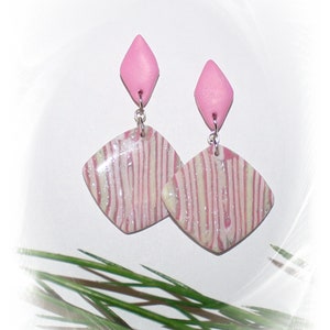 Earrings, hanging earrings, polymer clay earrings, hanging earrings, stainless steel earrings, pastel, pink green