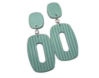 Trendy earrings, stud earrings, polymer clay, hoop earrings, green earrings, reseda green earrings,