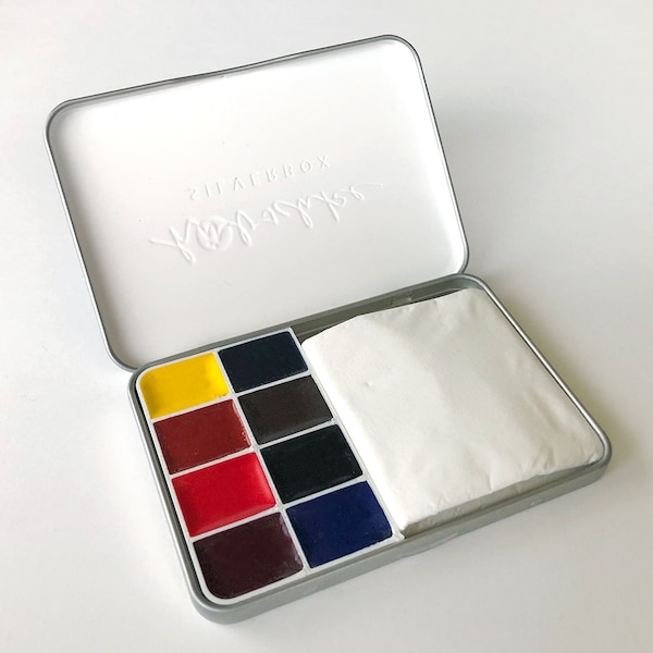 Mini-Aquarellkasten (MIT oder OHNE Farben erhältlich) - Silverbox -