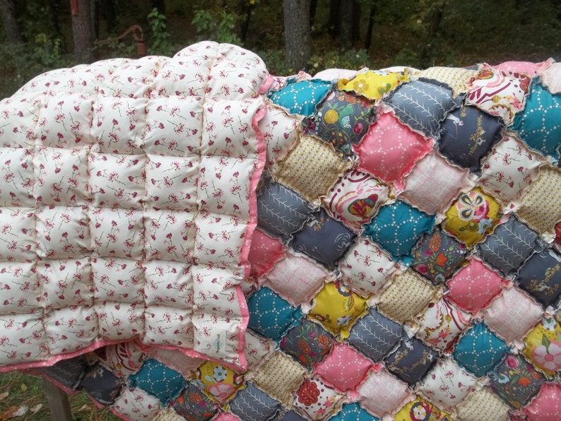 Queen Size Rag Puff / Biscuit Quilt Beautiful Warm and Cozy Etsy