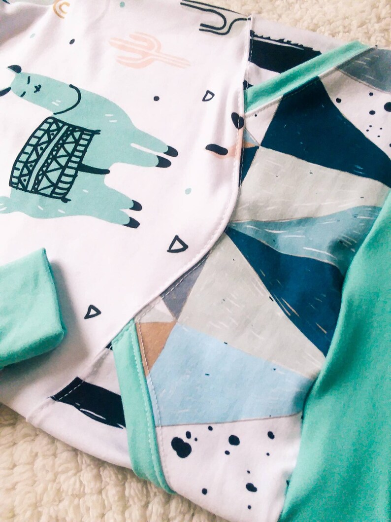 modern style baby Hipster Colorblocked trendy toddler hooded shirt Unisex size 2t llama and cactus hoodie with cowl hood and pockets