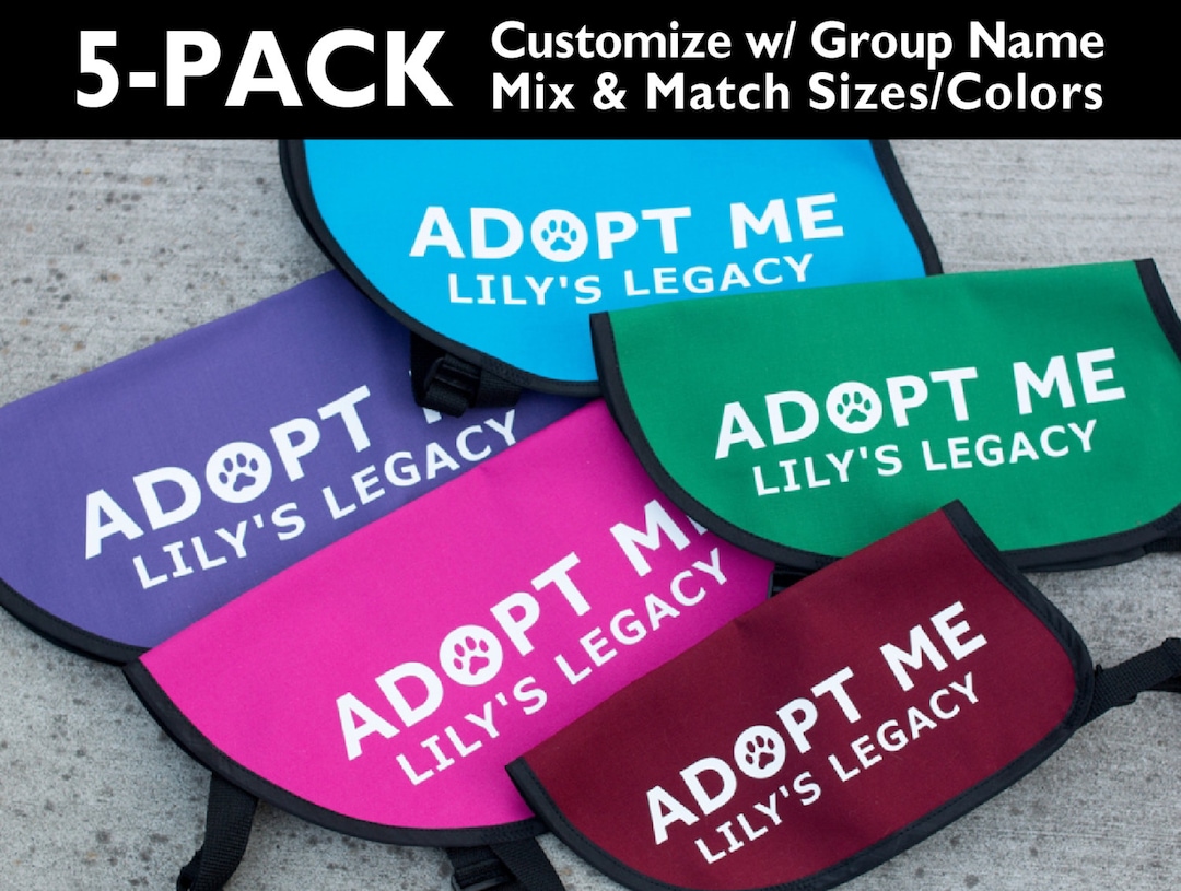 5pack Adopt Me Dog Jackets Vests With GROUP NAME or WEBSITE Etsy