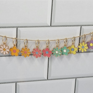 Enamel and Gold Floral Knitting Stitch Markers