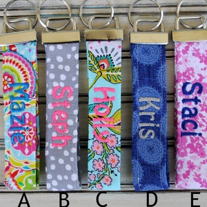 Monogram Key Fob Wristlet: Personalized Cotton Key Chain