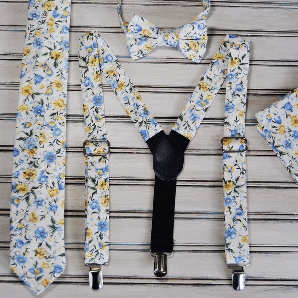 Floral Skinny Tie, Skinny Tie, Pocket Square, Regular Tie, Bow Tie and Suspenders for Men, Youth, Boys, Christmas Gift Tie