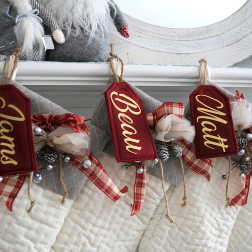 Stocking Name Tags Personalized Tags Large Christmas Etsy
