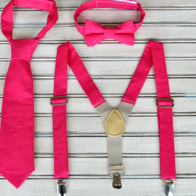 mens pink bow tie and suspenders